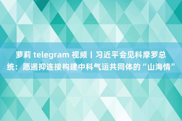 萝莉 telegram 视频丨习近平会见科摩罗总统：愿遏抑连接构建中科气运共同体的“山海情”