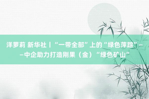 洋萝莉 新华社丨“一带全部”上的“绿色萍踪”——中企助力打造刚果（金）“绿色矿山”